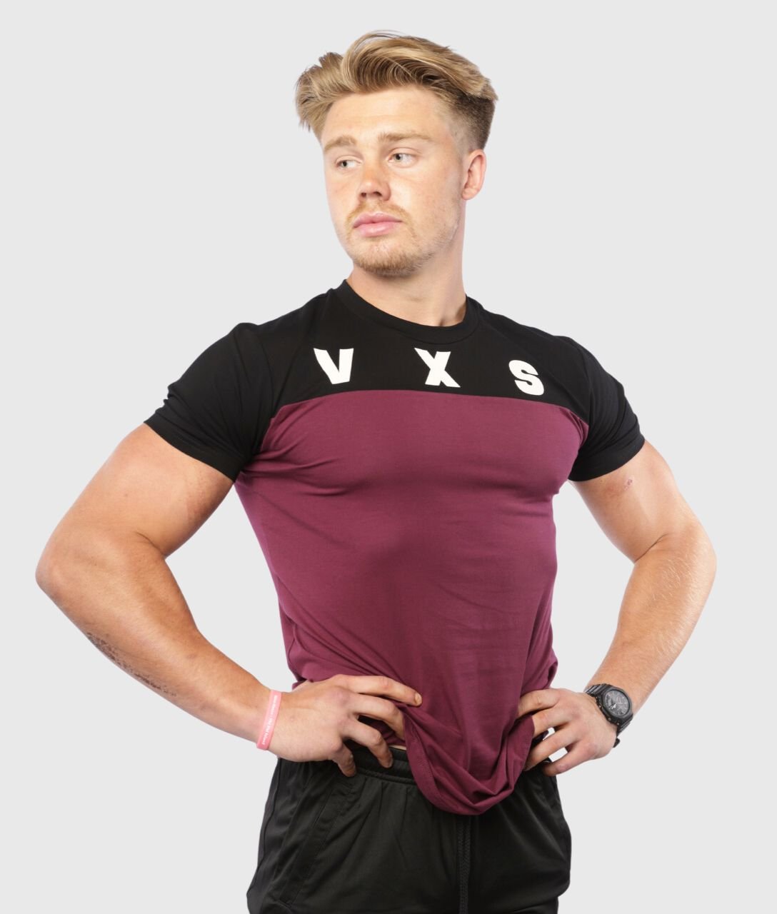 FUSION T - Shirt [Burgundy/Black] - VXS GYM WEAR