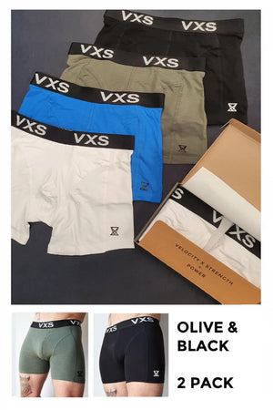 Bamboo Boxers 2 Pack [Olive/Black] - VXS GYM WEAR